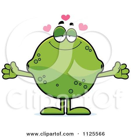 Cartoon Of A Loving Lime Mascot With Open Arms - Royalty Free Vector Clipart by Cory Thoman