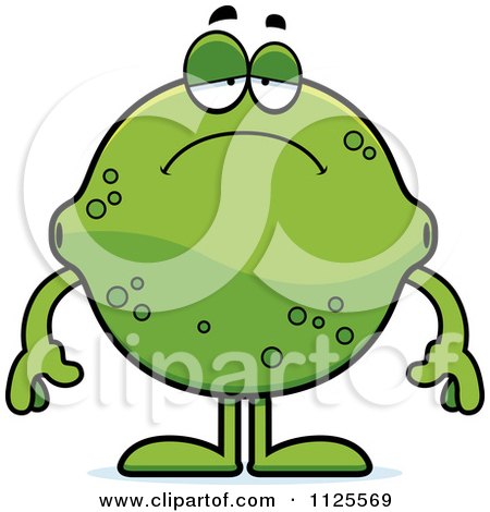 Cartoon Of A Depressed Lime Mascot - Royalty Free Vector Clipart by Cory Thoman