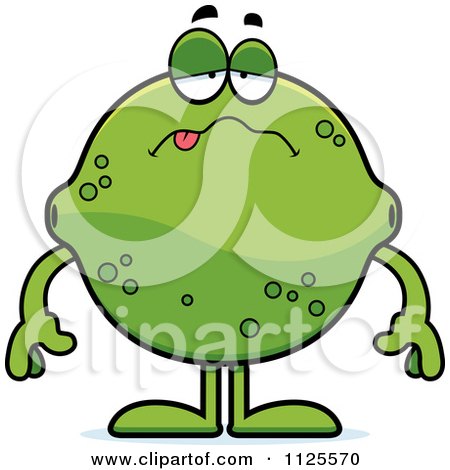 Cartoon Of A Sick Lime Mascot - Royalty Free Vector Clipart by Cory Thoman