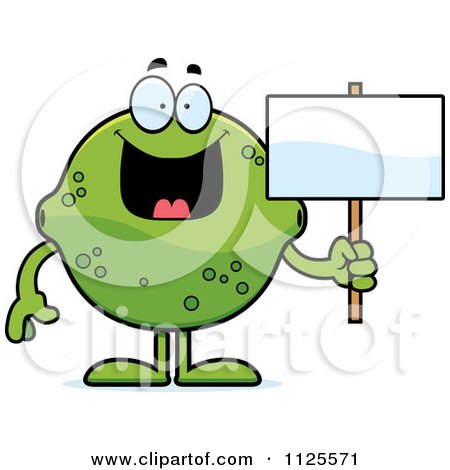 Cartoon Of A Lime Mascot Holding A Sign - Royalty Free Vector Clipart by Cory Thoman
