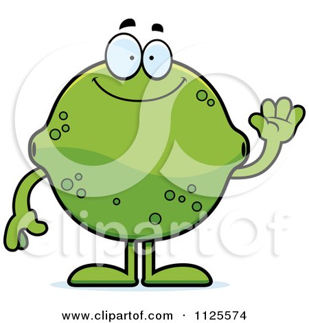 Cartoon Of A Waving Lime Mascot - Royalty Free Vector Clipart by Cory Thoman
