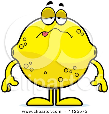 Cartoon Of A Sick Lemon Mascot - Royalty Free Vector Clipart by Cory Thoman