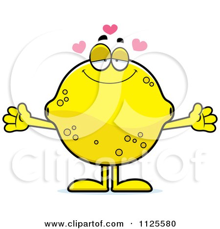 Cartoon Of A Loving Lemon Mascot With Open Arms - Royalty Free Vector Clipart by Cory Thoman