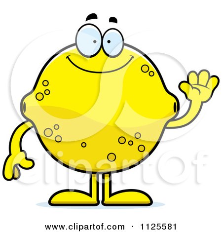 Cartoon Of A Waving Lemon Mascot - Royalty Free Vector Clipart by Cory Thoman