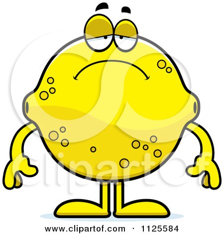 Cartoon Of A Depressed Lemon Mascot - Royalty Free Vector Clipart by Cory Thoman