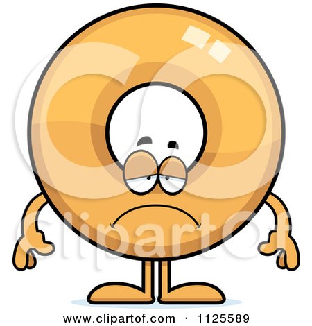 Cartoon Of A Depressed Donut Mascot - Royalty Free Vector Clipart by Cory Thoman