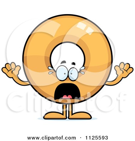 Cartoon Of A Scared Donut Mascot - Royalty Free Vector Clipart by Cory Thoman
