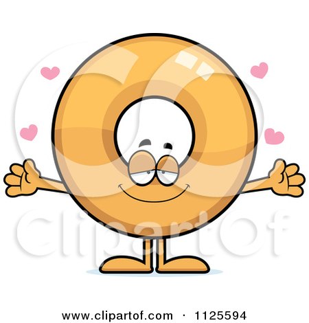 Cartoon Of A Loving Donut Mascot With Open Arms - Royalty Free Vector Clipart by Cory Thoman
