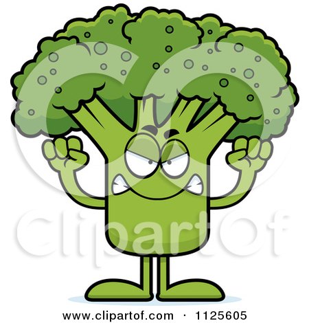 Cartoon Of An Angry Broccoli Mascot - Royalty Free Vector Clipart by Cory Thoman