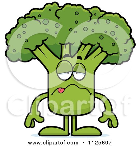 Cartoon Of A Sick Broccoli Mascot - Royalty Free Vector Clipart by Cory Thoman