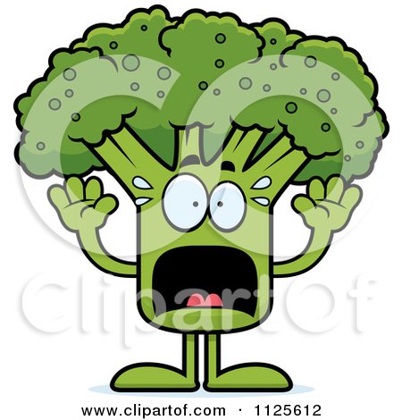 Cartoon Of A Scared Broccoli Mascot - Royalty Free Vector Clipart by Cory Thoman