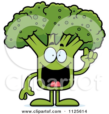 Cartoon Of A Broccoli Mascot With An Idea - Royalty Free Vector Clipart by Cory Thoman