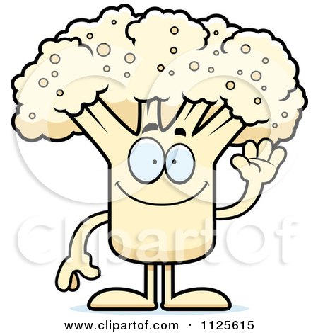 Cartoon Of A Waving Cauliflower Mascot - Royalty Free Vector Clipart by Cory Thoman