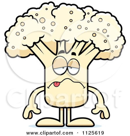 Cartoon Of A Sick Cauliflower Mascot - Royalty Free Vector Clipart by Cory Thoman