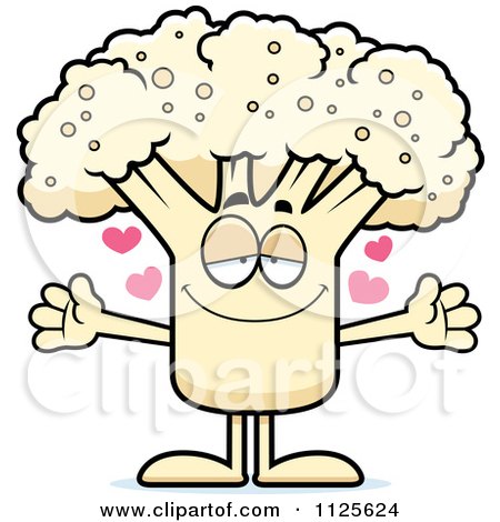 Cartoon Of A Loving Cauliflower Mascot With Open Arms - Royalty Free Vector Clipart by Cory Thoman