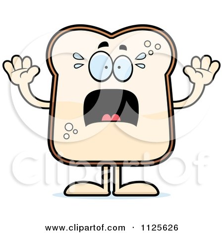 Cartoon Of A Scared Bread Character - Royalty Free Vector Clipart by Cory Thoman