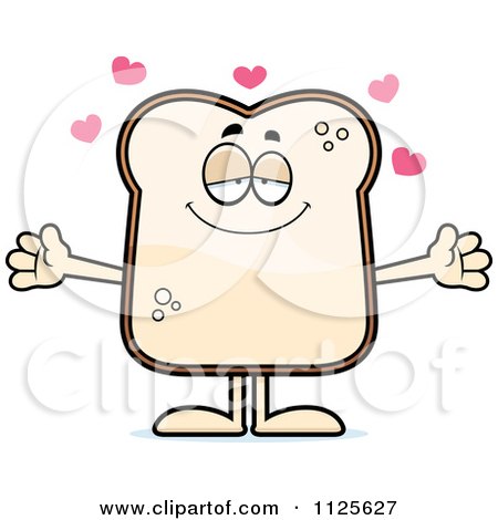 Cartoon Of A Sweet Bread Character Wanting A Hug - Royalty Free Vector Clipart by Cory Thoman