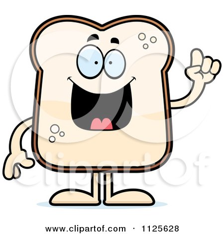 Cartoon Of A Bread Character With An Idea - Royalty Free Vector Clipart by Cory Thoman
