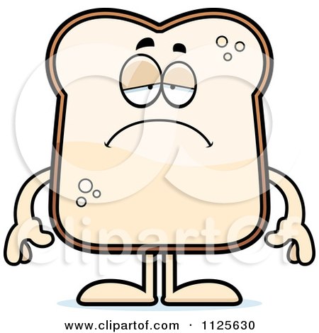Cartoon Of A Depressed Bread Character - Royalty Free Vector Clipart by Cory Thoman
