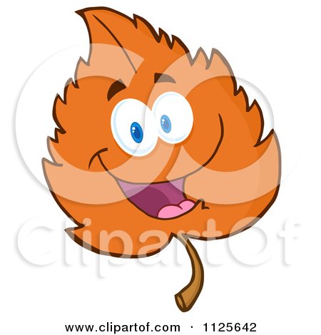 Cartoon Of A Happy Orange Autumn Leaf Character - Royalty Free Vector Clipart by Hit Toon