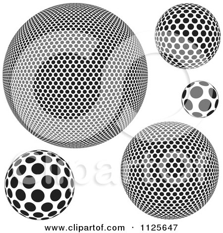 Clipart Of Black And White Dotted Spheres - Royalty Free Vector Illustration by dero