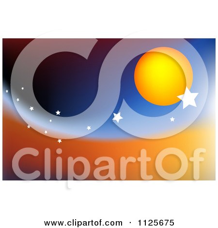 Clipart Of A Sun And Stars On A Wave - Royalty Free CGI Illustration by chrisroll