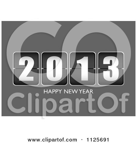 Clipart Of A Ticker Happy New Year 2013 On Gray - Royalty Free Vector Illustration by michaeltravers