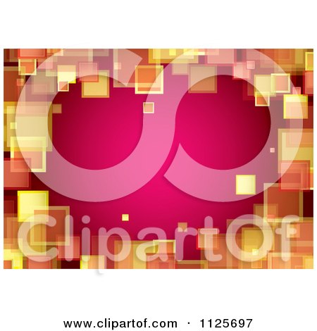 Clipart Of A Border Background Of Orange And Yellow Squares On Pink - Royalty Free Vector Illustration by michaeltravers