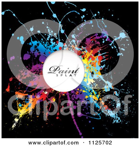 Clipart Of A Colorful Paint Splatter On Black With Sample Text ...