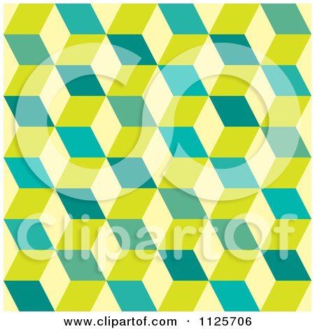 Clipart Of A Seamless Green And Yellow Cube Background Pattern - Royalty Free Vector Illustration by michaeltravers