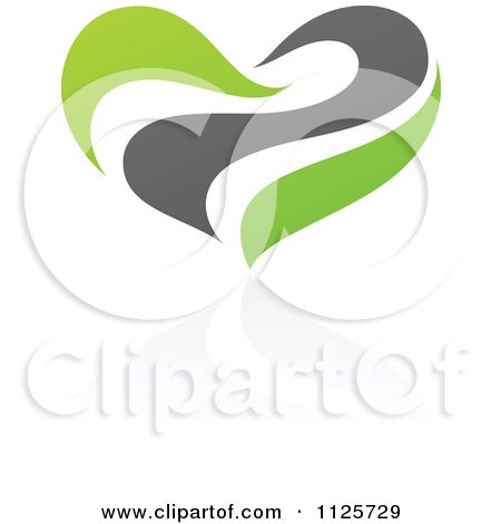 Clipart Of A Green And Gray Organic Heart With A Reflection 2 - Royalty Free Vector Illustration by elena