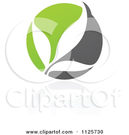 Clipart Of A Green And Gray Organic Leaves With A Reflection - Royalty Free Vector Illustration by elena