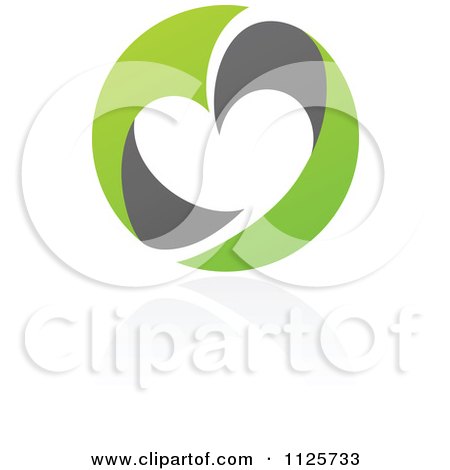 Clipart Of A Green And Gray Organic Heart With A Reflection 1 - Royalty Free Vector Illustration by elena