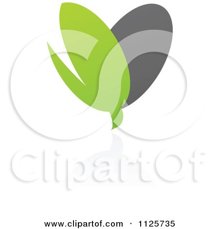 Clipart Of A Green And Gray Organic Sprout Heart With A Reflection - Royalty Free Vector Illustration by elena