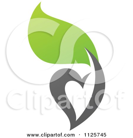 Clipart Of A Green And Gray Organic Heart And Leaf 4 - Royalty Free Vector Illustration by elena