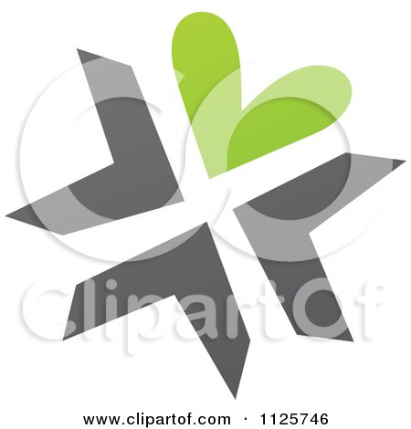 Clipart Of A Green And Gray Organic Heart Snowflake - Royalty Free Vector Illustration by elena