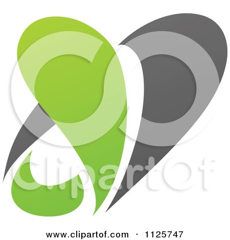 Clipart Of A Green And Gray Organic Heart And Leaf 2 - Royalty Free Vector Illustration by elena