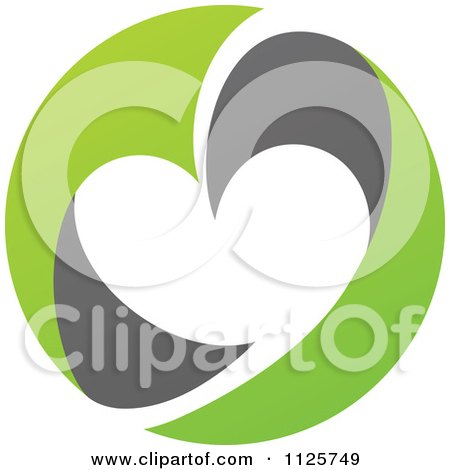 Clipart Of A Green And Gray Organic Heart 1 - Royalty Free Vector Illustration by elena