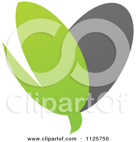 Clipart Of A Green And Gray Organic Sprout Heart - Royalty Free Vector Illustration by elena