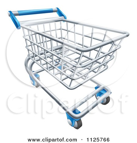 Clipart Of A 3d Store Shopping Cart - Royalty Free Vector Illustration by AtStockIllustration