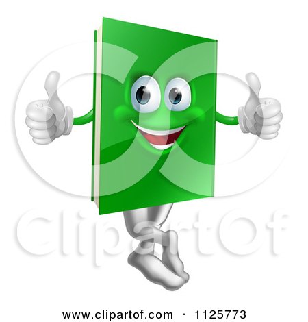 Clipart Of A Happy Green Book Mascot Holding Two Thumbs Up - Royalty Free Vector Illustration by AtStockIllustration