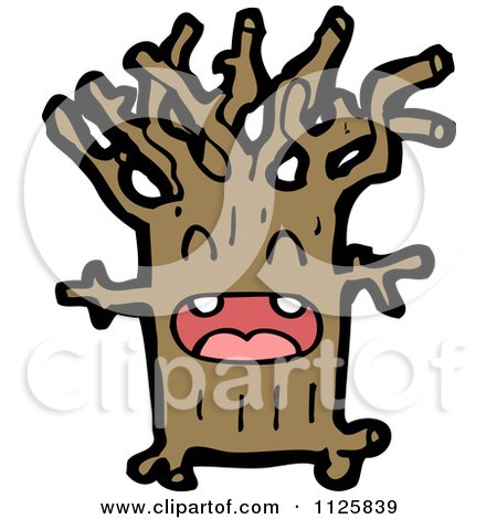 Cartoon Of An Ent Tree 4 - Royalty Free Vector Clipart by lineartestpilot