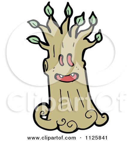Cartoon Of An Ent Tree With Green Foliage 9 - Royalty Free Vector Clipart by lineartestpilot