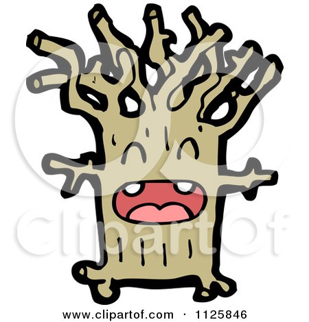 Cartoon Of An Ent Tree 1 - Royalty Free Vector Clipart by lineartestpilot