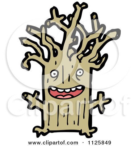 Cartoon Of An Ent Tree 2 - Royalty Free Vector Clipart by lineartestpilot
