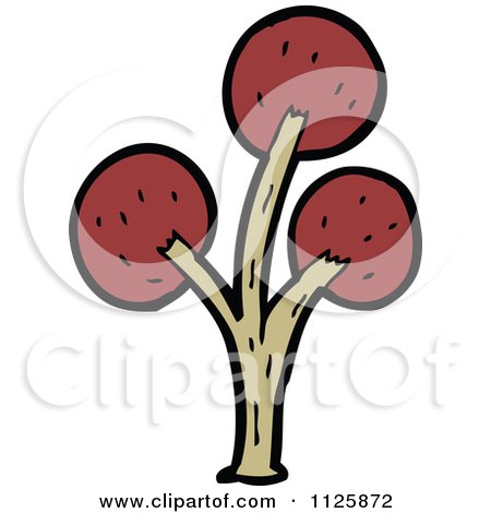 Cartoon Of A Tree With Red Autumn Foliage 30 - Royalty Free Vector Clipart by lineartestpilot