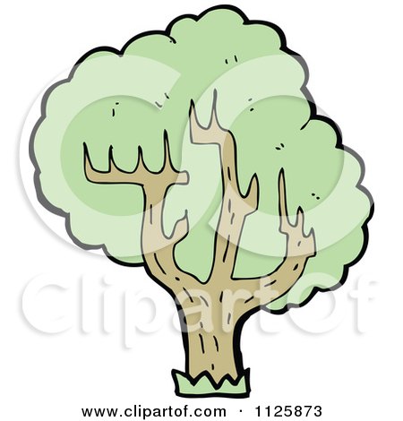 Cartoon Of A Tree With Green Foliage 28 - Royalty Free Vector Clipart by lineartestpilot