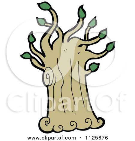 Cartoon Of A Tree With Green Foliage 29 - Royalty Free Vector Clipart by lineartestpilot