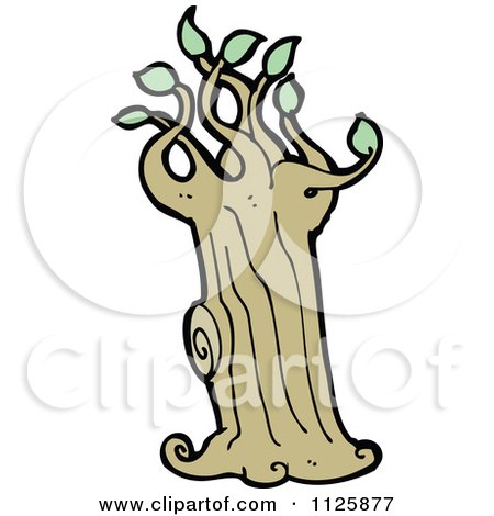 Cartoon Of A Tree With Green Foliage 36 - Royalty Free Vector Clipart by lineartestpilot