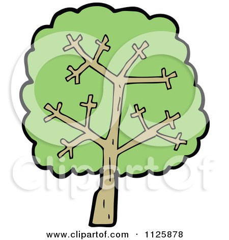 Cartoon Of A Tree With Green Foliage 31 - Royalty Free Vector Clipart by lineartestpilot